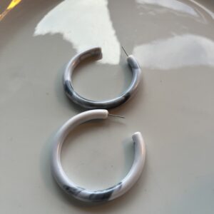 New White Grey Hoop Earrings